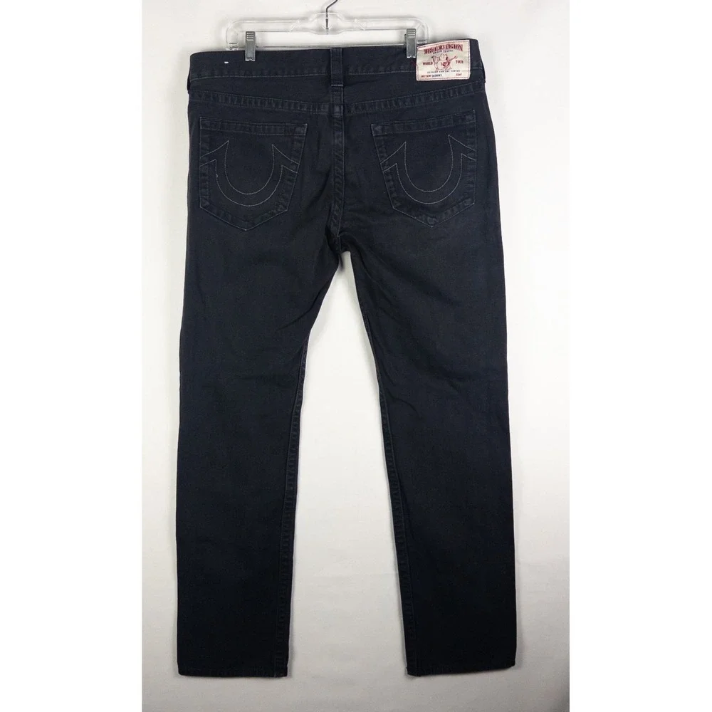 True Religion Black Skinny Jeans Mens 38 Denim Horseshoe World Tour Cotton